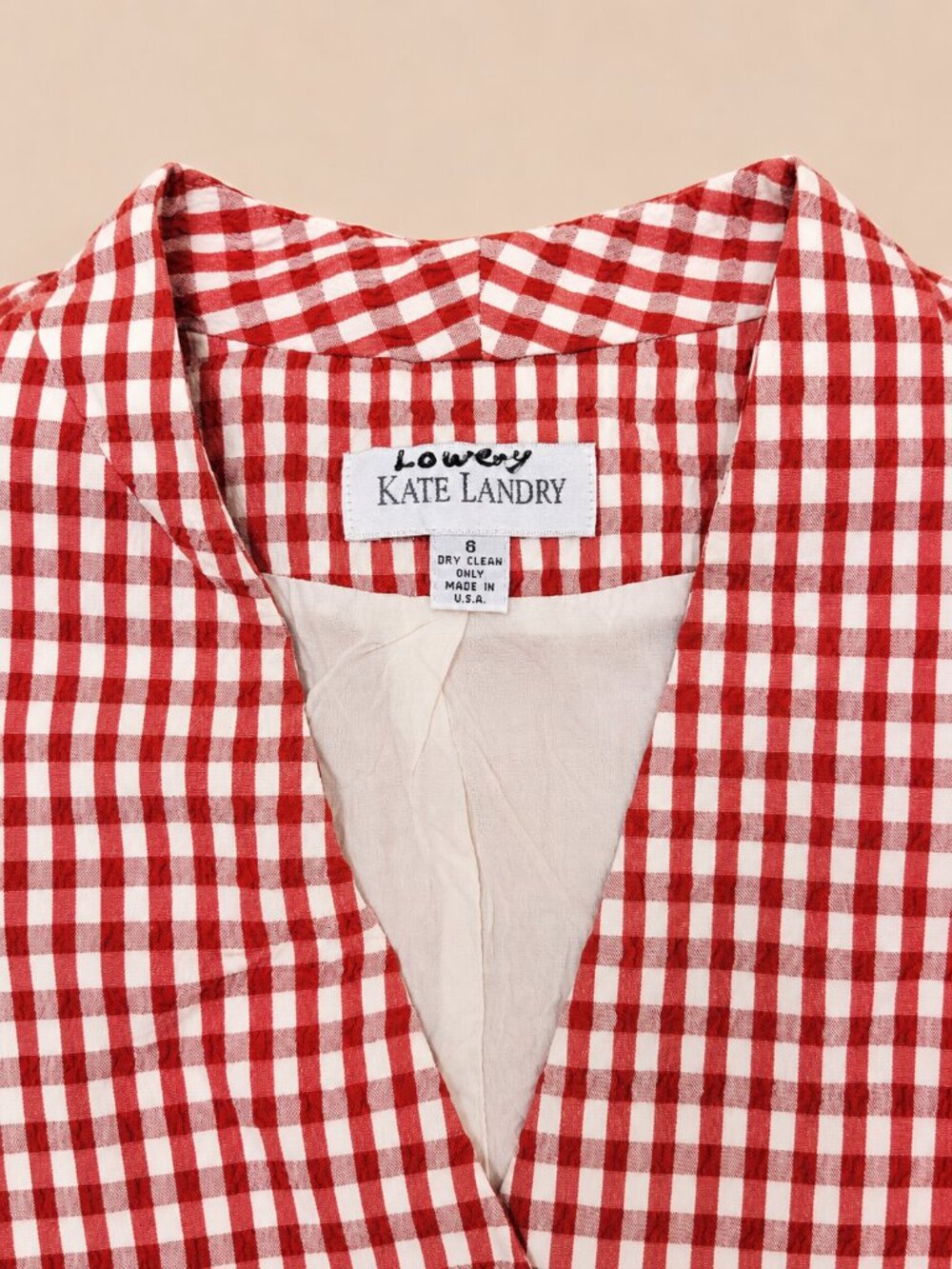 Kate Landry Red White Lined Vest Sz 8 - Picture 2 of 3